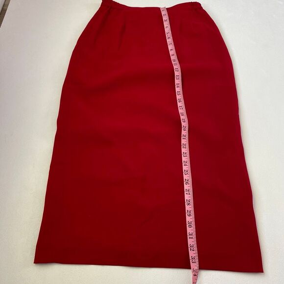 Tiffany Collection Red Midi Skirt Size 8 Vintage Classic High Waist Pencil Skirt - Picture 5 of 7